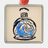Blauer Parfüm Silbernes Ornament (Vorne)