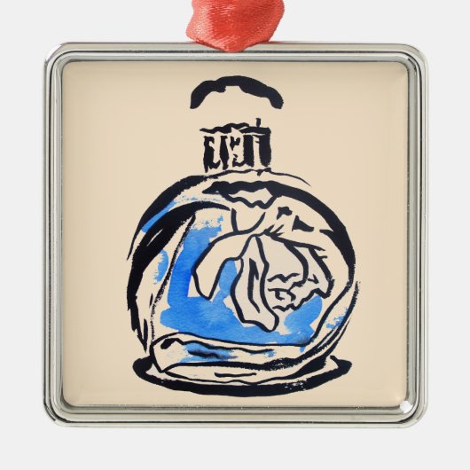 Blauer Parfüm Silbernes Ornament (Vorne)