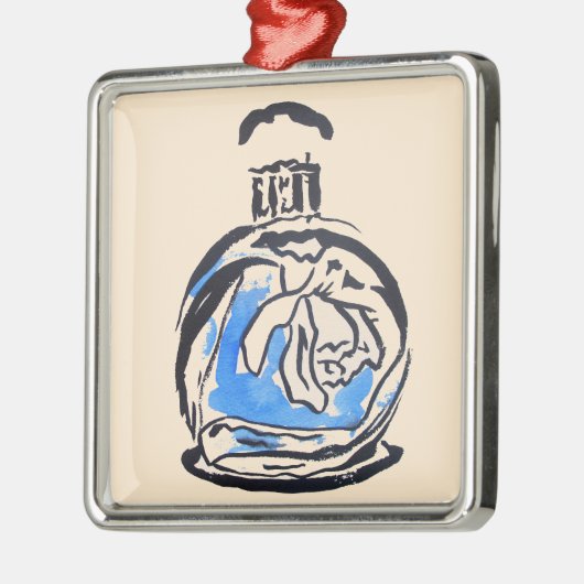 Blauer Parfüm Silbernes Ornament (Links)