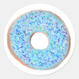 Blauer Pastell-Donut-Illustrationsticker Runder Aufkleber