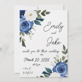 Blauer Pastell Hochzeitsempfang Einladung