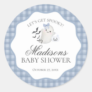 Blauer Pastell Kleiner Boo Geist Baby Shower Siege Runder Aufkleber