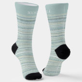 Blauer Pastell Lines Streifen Individuelle Name Socken (Gewinkelt)