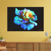 Blauer Pastell Rainbow Rosen Wrapped Canvas Large Leinwanddruck (Insitu (Wohnzimmer))
