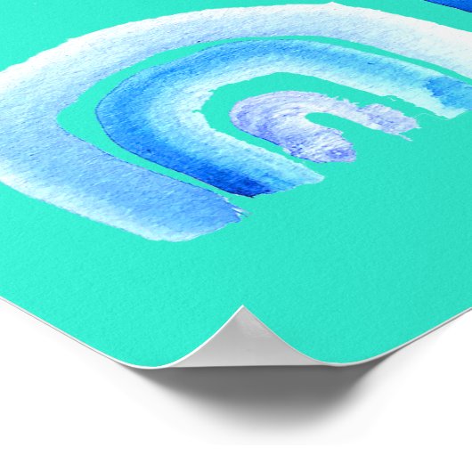 Blauer Pastell Retro Regenbogen Poster (Ecke)