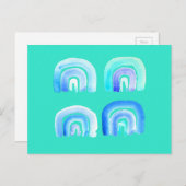Blauer Pastell Retro Regenbogen Postkarte (Vorne/Hinten)
