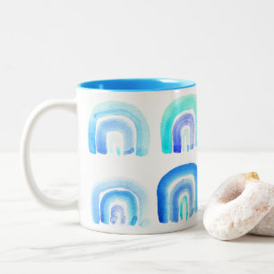 Blauer Pastell Retro Regenbogen Zweifarbige Tasse