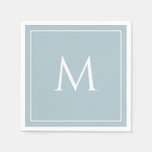 Blauer pastellfarbener, eleganter Monogramm Serviette (Vorderseite)