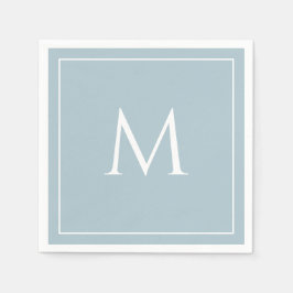 Blauer pastellfarbener, eleganter Monogramm Serviette