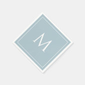 Blauer pastellfarbener, eleganter Monogramm Serviette (Ecke)