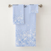 Blauer pastellfarbener Glitzer glamourös Badhandtuch Set (Insitu)