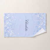 Blauer pastellfarbener Glitzer glamourös Badhandtuch Set (Handtuch)