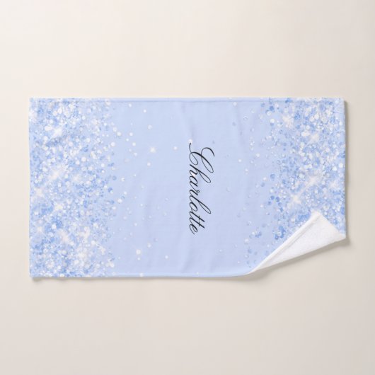 Blauer pastellfarbener Glitzer glamourös Badhandtuch Set (Handtuch)