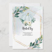 Blauer, pastellfarbener Kürbis Einladung (Rückseite)