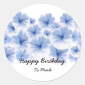 Blauer pastellfarbener Wasserfarben personalisiert Runder Aufkleber (Vorderseite)