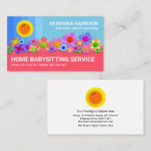 Blauer Pastelskies lächelnd Sonne Baby-Blume Visitenkarte (Vorne/Hinten)