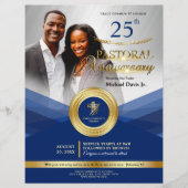 Blauer Pastoral Jubiläum Kirche-Ereignis Flyer (Vorne)