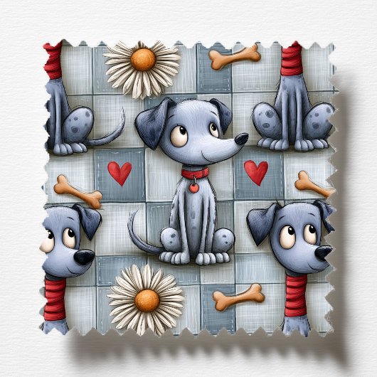 Blauer Patchwork-Hund-Muster Haustier-Pfleger Schürze