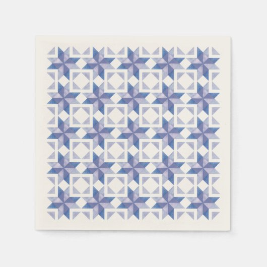 Blauer Patchworkblock Papier Serviette (Vorderseite)
