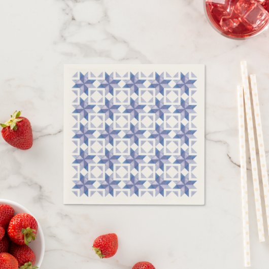 Blauer Patchworkblock Papier Serviette (Beispiel)
