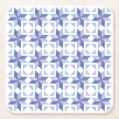 Blauer Patchworkblock Rechteckiger Pappuntersetzer (Vorderseite)