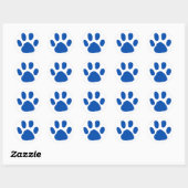 Blauer Pawprint (Paw Print) Design Runder Aufkleber (Blatt)