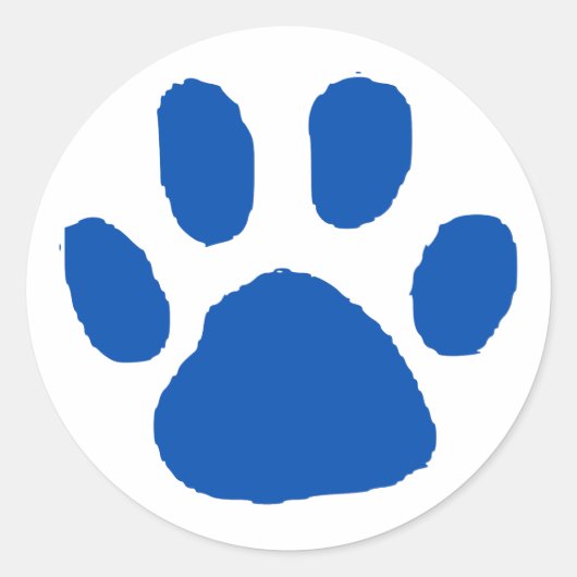 Blauer Pawprint (Paw Print) Design Runder Aufkleber (Vorderseite)