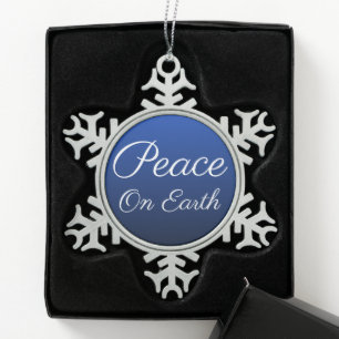 Blauer Peace on Earth-Schneeflocken-Schmuck Schneeflocken Zinn-Ornament
