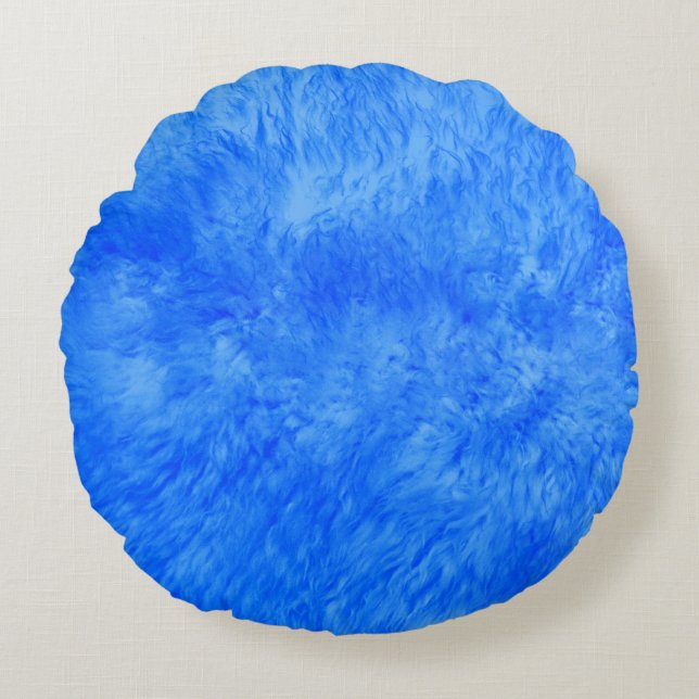 Blauer Pelzbrand Rundes Kissen (Vorderseite)
