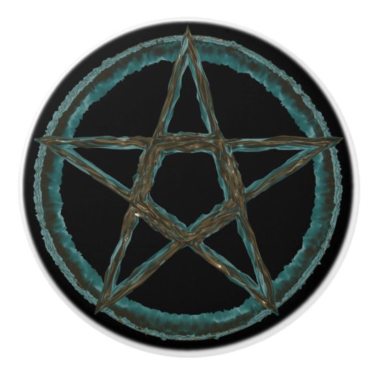 Blauer Pentagram-kundenspezifischer Keramik-Griff Keramikknauf (Vorderseite)