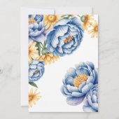 Blauer Peony und gelbe Milchbrunch & Bubbly Einladung (Rückseite)