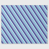 Blauer Peppermint Streifen Geschenkpapier (Flach)