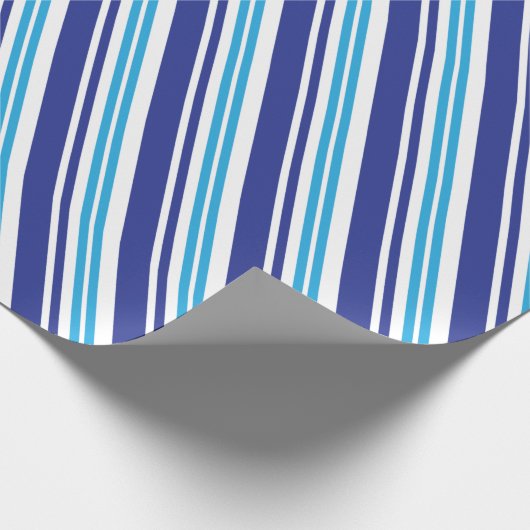 Blauer Peppermint Streifen Geschenkpapier (Ecke)