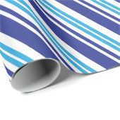 Blauer Peppermint Streifen Geschenkpapier (Rolleneckpunkt)
