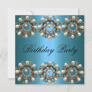 Blauer Perle Geburtstag Einladung