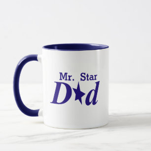 Blauer personalisierter Mr. Star Dad Becher Tasse