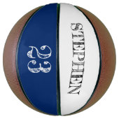 Blauer Personalisierter Name Ball Player Nummer Basketball (Vertikal)