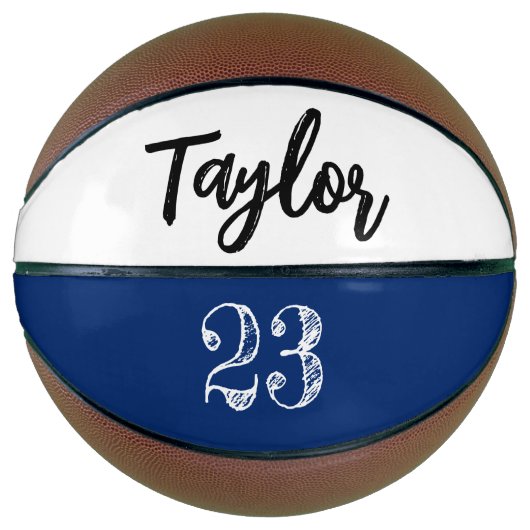 Blauer Personalisierter Name Ball Player Nummer Basketball (Vorderseite)