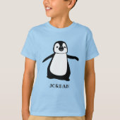 Blauer personalisierter niedlicher Pinguin-Abbildu T-Shirt (Vorderseite)