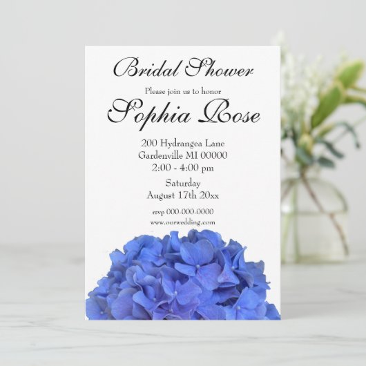 Blauer Perwinkl elegantes Brautparty Einladung (Stehend Vorderseite)