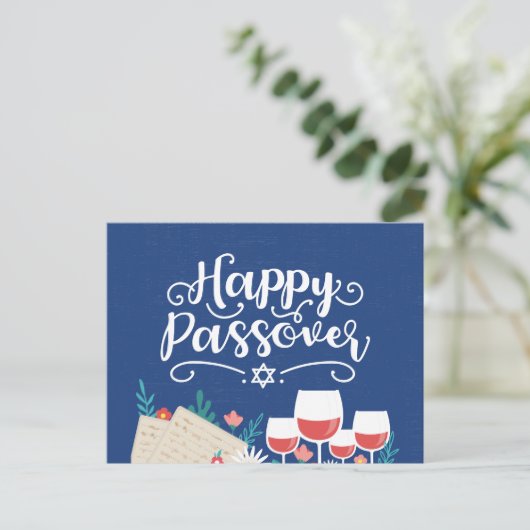 Blauer Pessach Postkarte (Stehend Vorderseite)