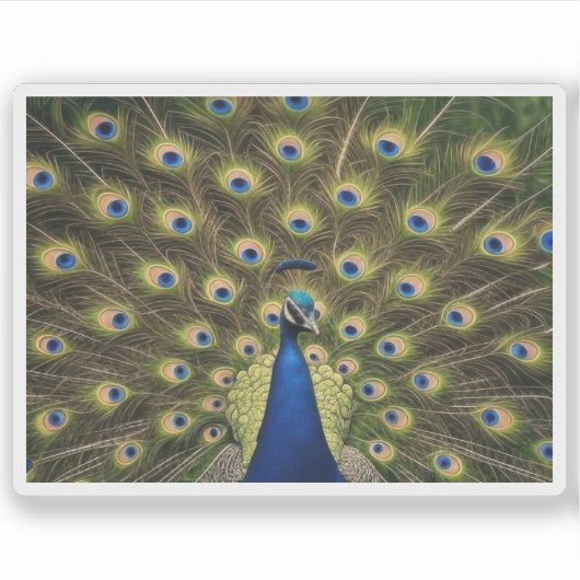 Blauer Pfau Aufkleber (Vorderseite)