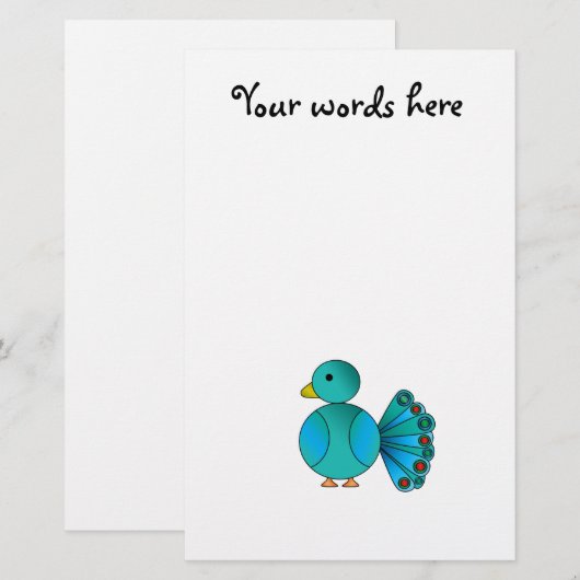 Blauer Pfau Briefpapier (Vorne/Hinten)