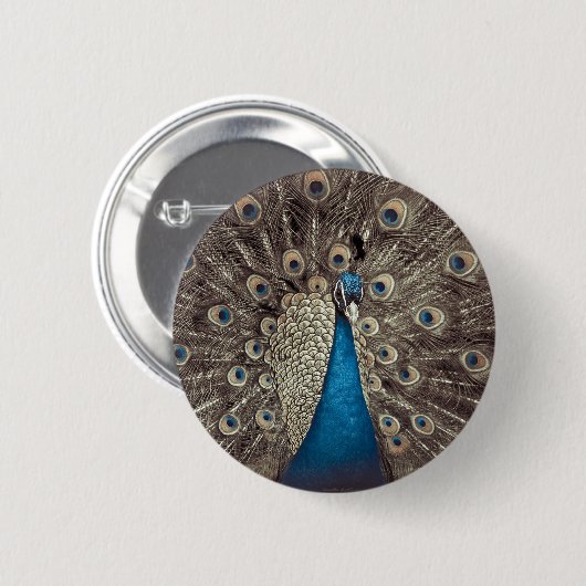 Blauer Pfau Button (Vorne & Hinten)