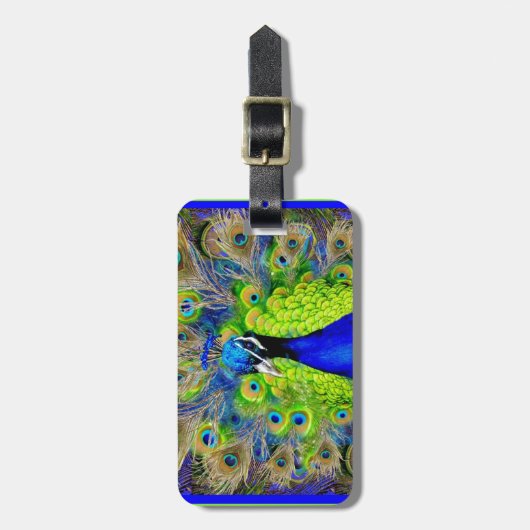 Blauer Pfau-Feder-Entwurf Gepäckanhänger (Vorderseite vertikal)