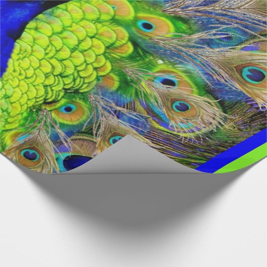 Blauer Pfau-Feder-Entwurf Geschenkpapier (Ecke)