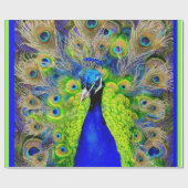 Blauer Pfau-Feder-Entwurf Geschenkpapier (Flach)