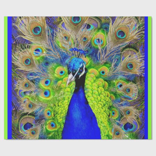 Blauer Pfau-Feder-Entwurf Geschenkpapier (Flach)