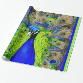 Blauer Pfau-Feder-Entwurf Geschenkpapier (Ungerollt)