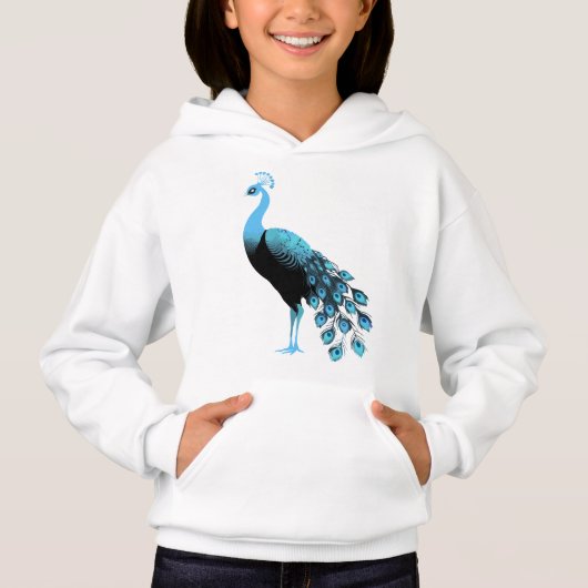 Blauer Pfau Hoodie (Vorderseite)